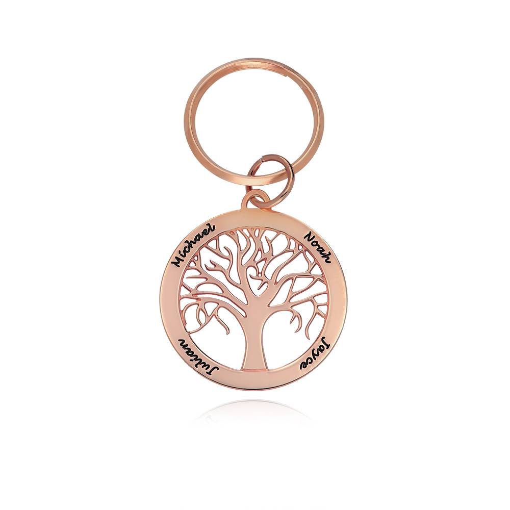 Porte-clés arbre de vie personnalisé en plaqué or rose photo du produit