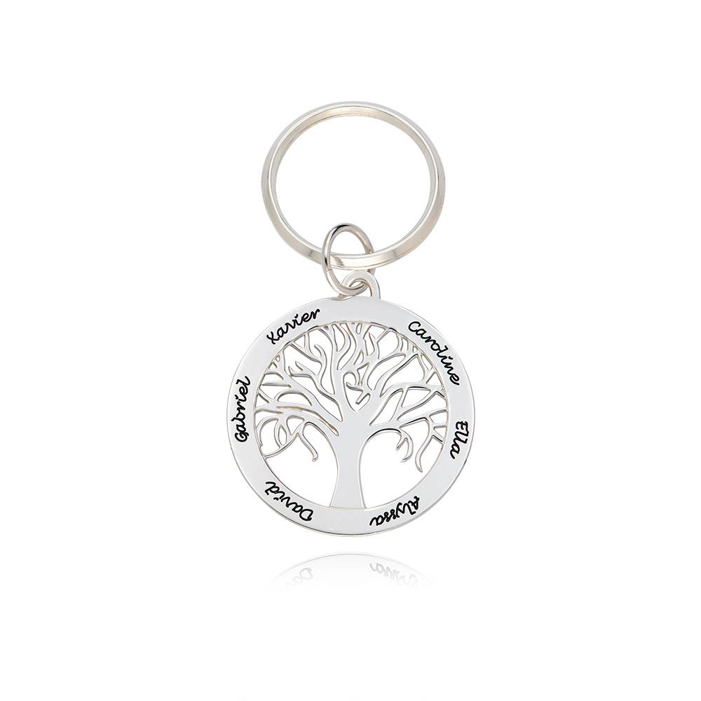Schlüsselanhänger mit individuell graviertem Familienbaum aus Sterlingsilber Produktfoto