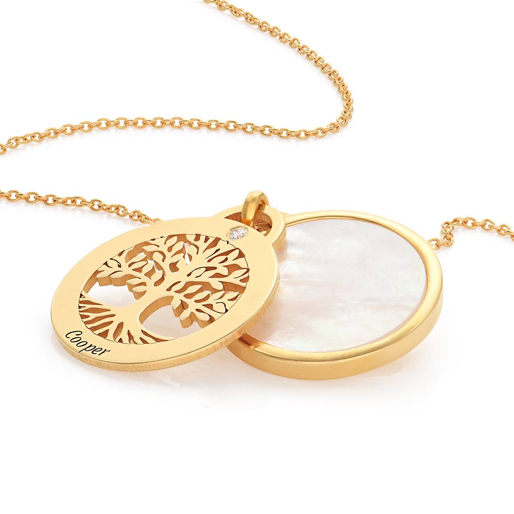 Personalized Family Tree Necklace with Semi-Precious Stone and Diamonds in 18K Gold Vermeil-8 product photo