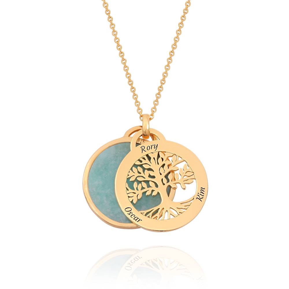 Personalized Family Tree Necklace with Semi-Precious Stone in 18K Gold Plating-1 product photo