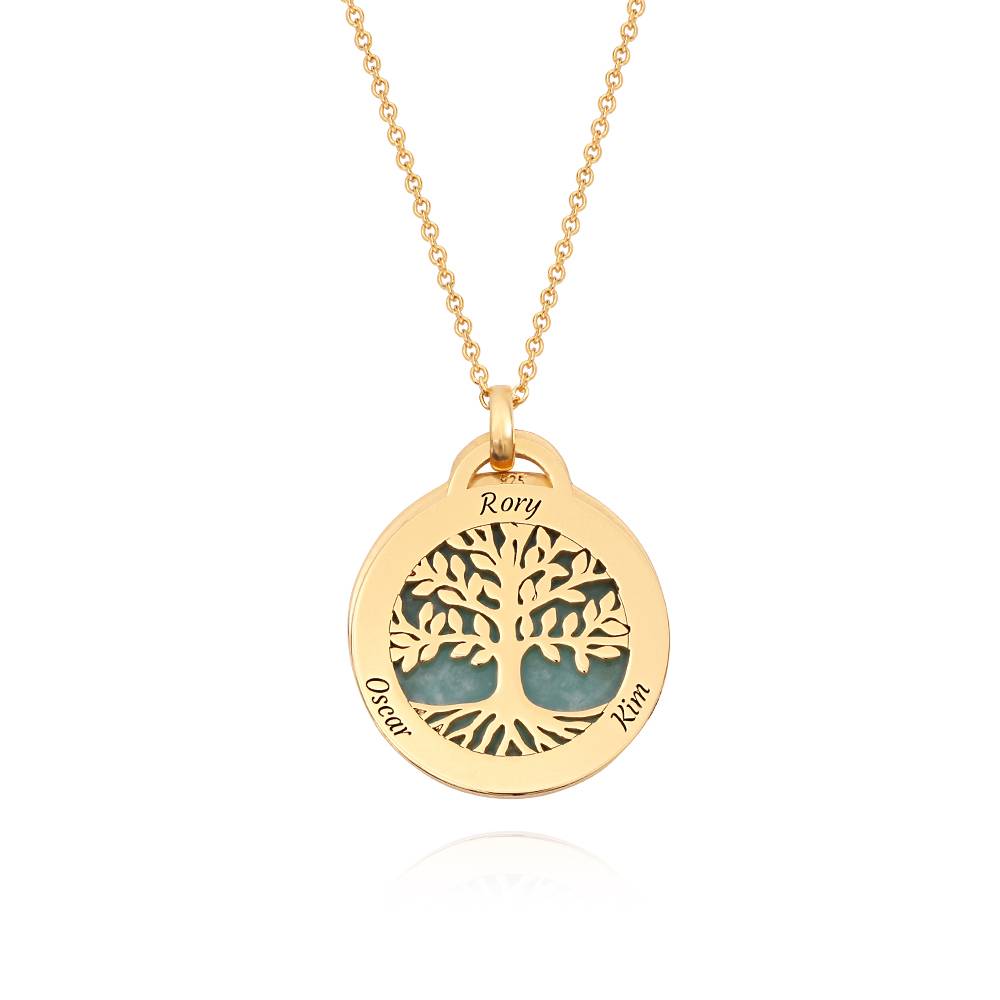 Collana albero genealogico personalizzata con pietra semipreziosa in ottone placcato in oro 18K-4 foto del prodotto