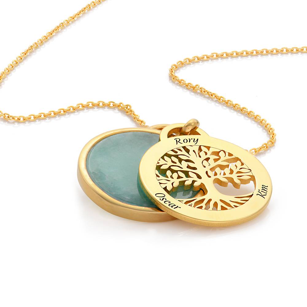 Personalized Family Tree Necklace with Semi-Precious Stone in 18K Gold Plating-2 product photo