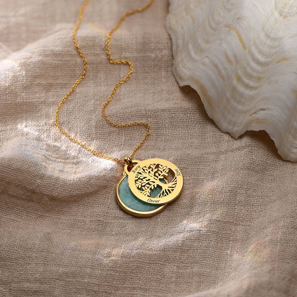 Collar Árbol Genealógico Personalizado con piedra semipreciosa bañado en oro de 18 quilates-5 foto de producto