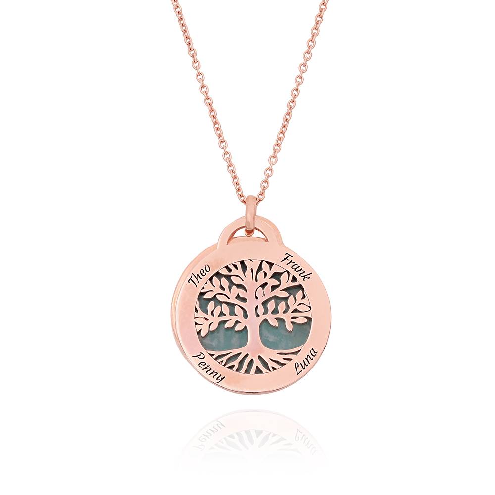 Personalized Family Tree Necklace with Semi-Precious Stone in 18K Rose Gold Plating-5 product photo