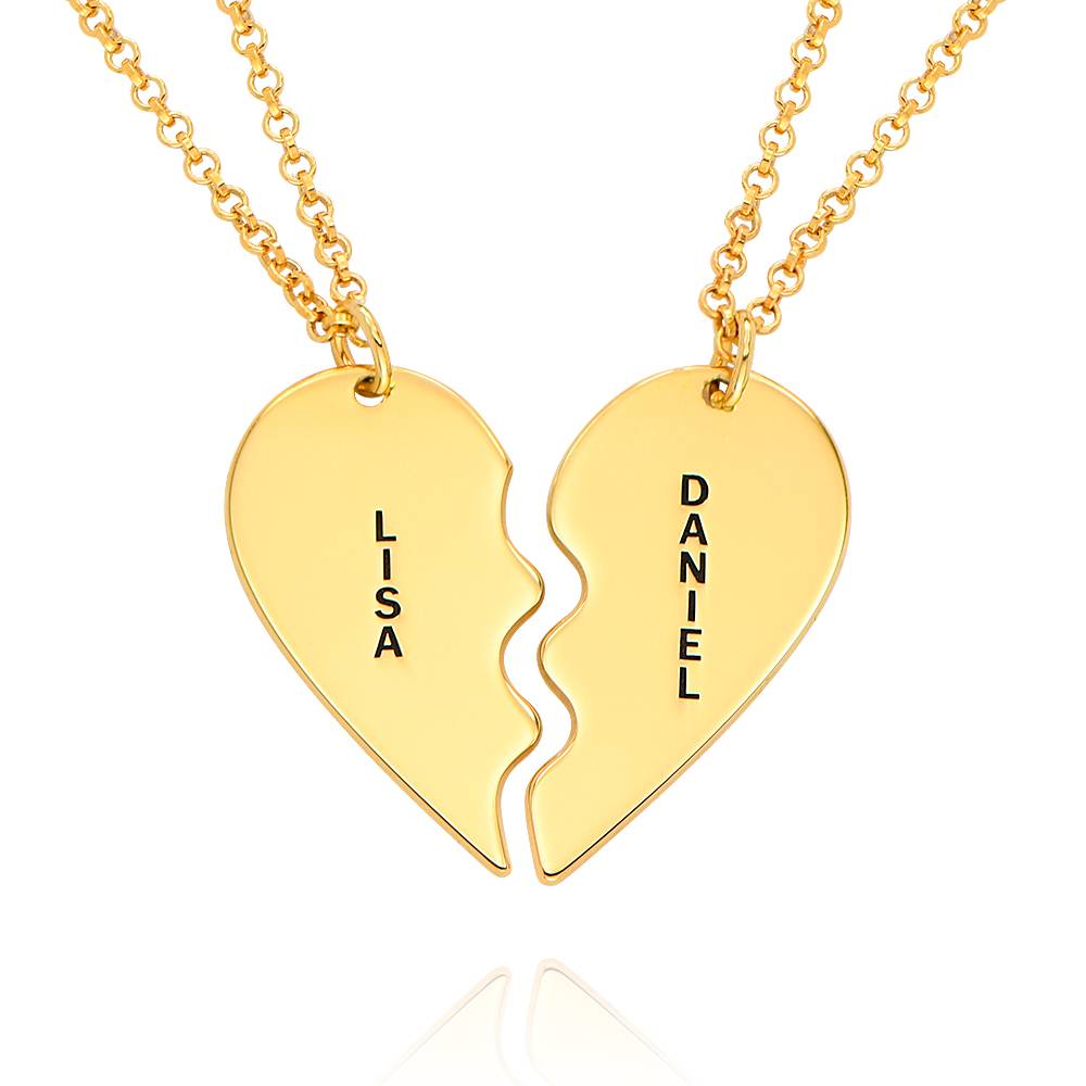 Personalisierte Kette Zwei Seelen ein Herz - 750er vergoldetes Silber Produktfoto