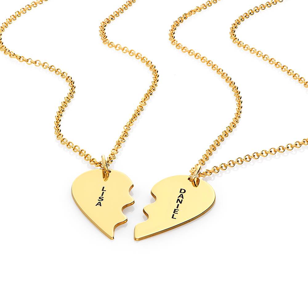Personalisierte Pärchenkette "Zwei Seelen ein Herz" - 750er vergoldetes Silber-4 Produktfoto