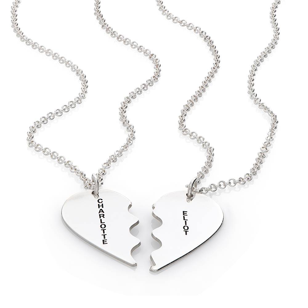 Personalisierte Pärchenkette "Zwei Seelen ein Herz" - 925er Sterlingsilber-1 Produktfoto