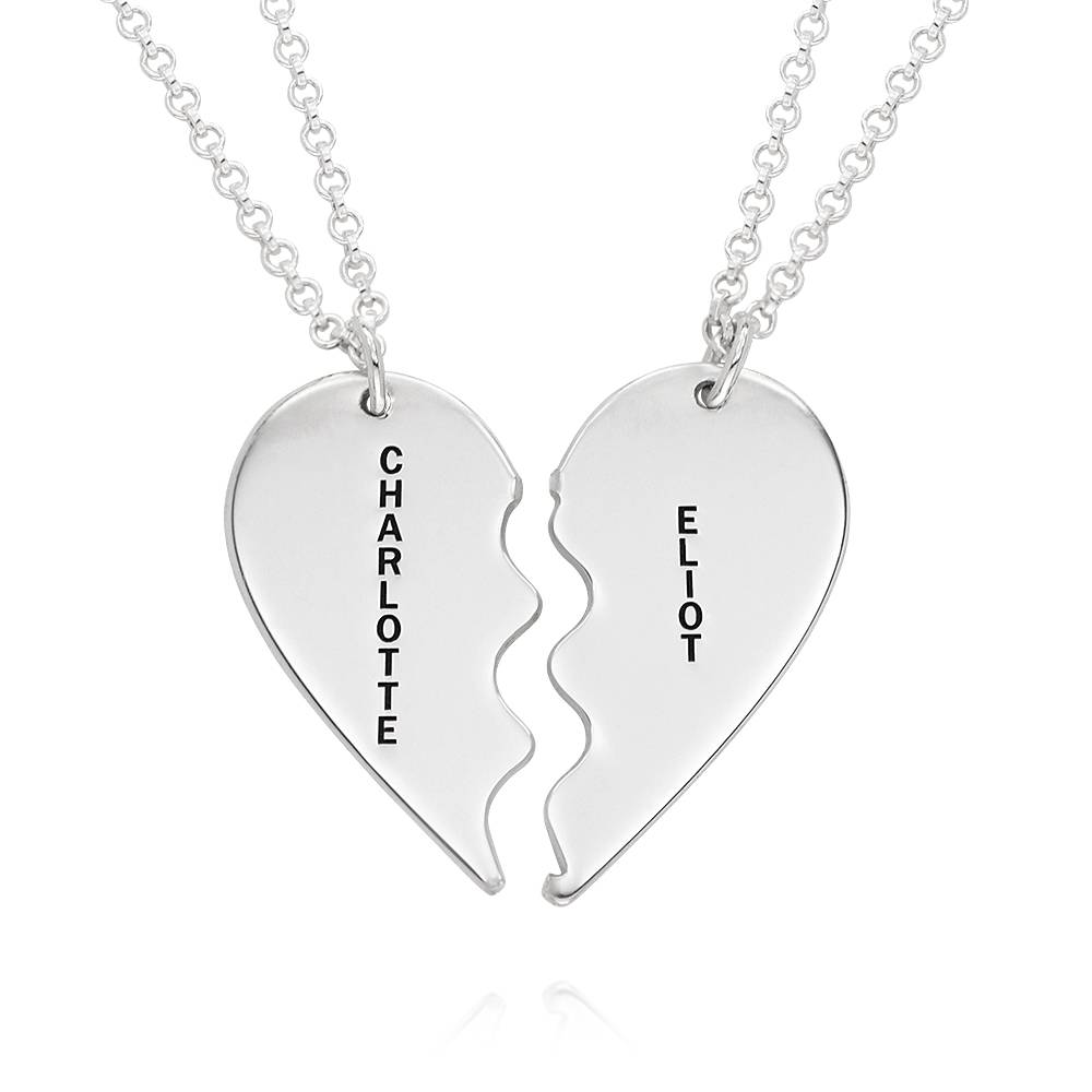 Personalisierte Pärchenkette "Zwei Seelen ein Herz" - 925er Sterlingsilber-3 Produktfoto