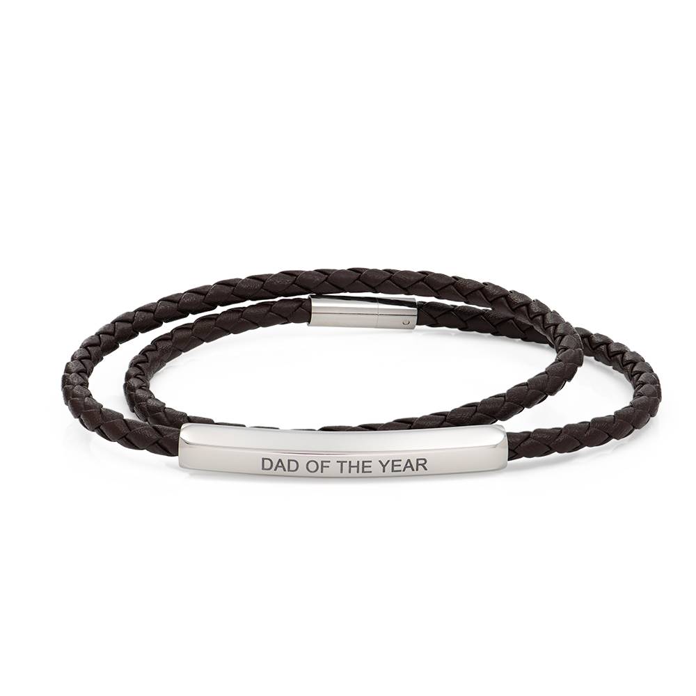 Personalized Woven Leather Double Wrap Bracelet for Men product photo