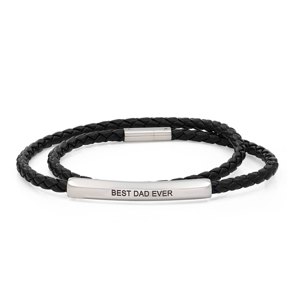 Personalized Woven Leather Double Wrap Bracelet for Men-6 product photo