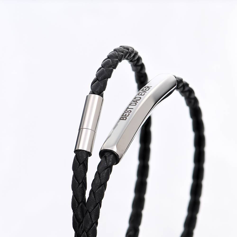 Pulsera personalizada para hombre con doble cordón de cuero trenzado-1 foto de producto