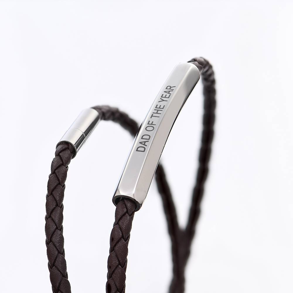 Personalised Woven Leather Double Wrap Bracelet for Men-7 product photo