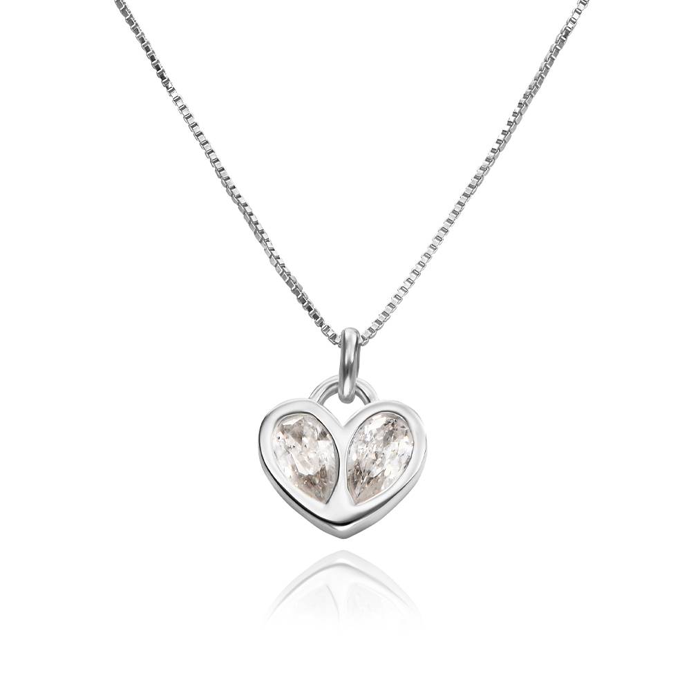 Kristallen Hart Ketting in Zilver