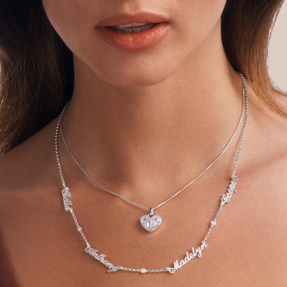 Petite Crystal Heart Necklace in Silver-4 Petite Crystal Heart Necklace in Silver-4 product photo
