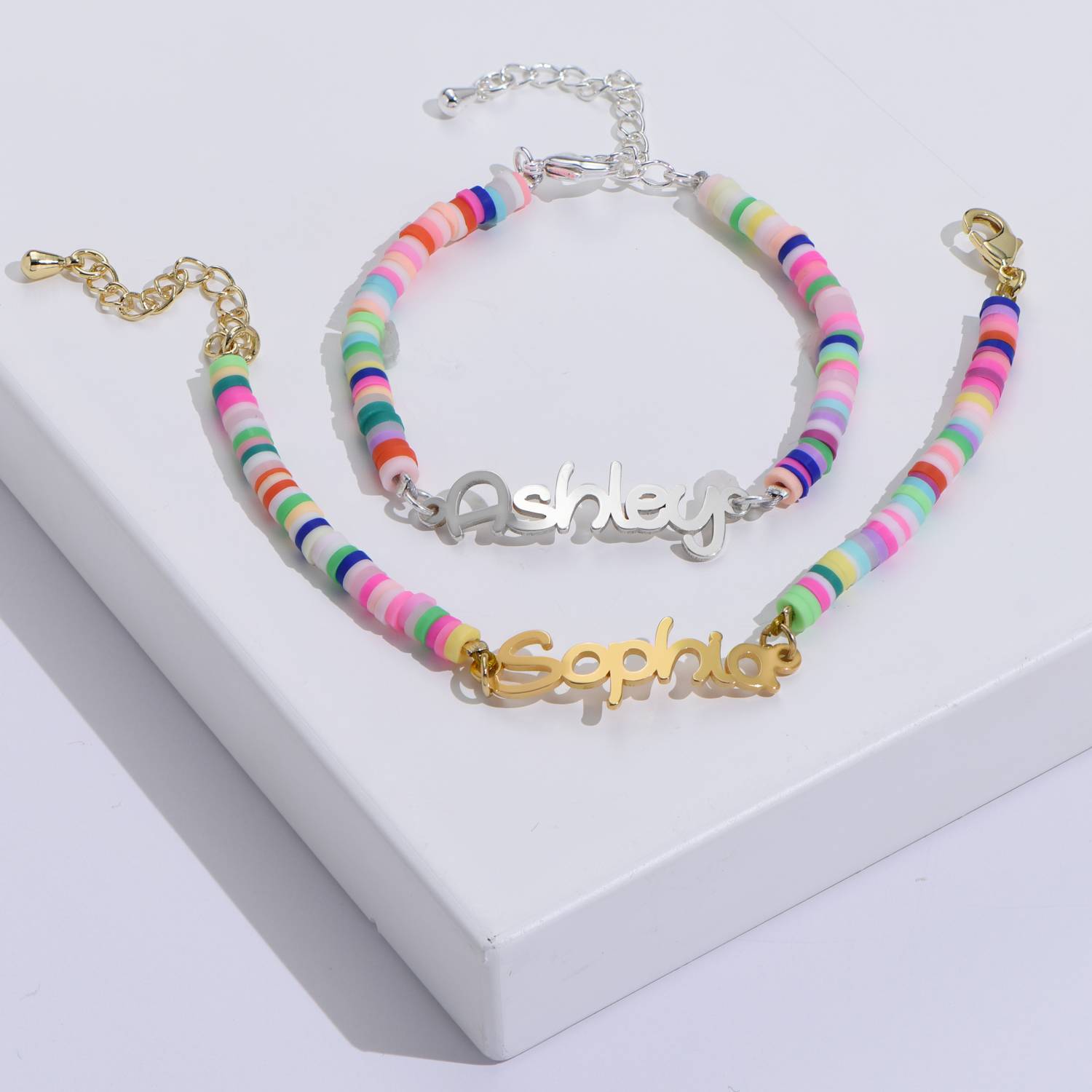 Rainbow Bead Girls Name Armbånd i Sterling Sølv-2 produktbilde