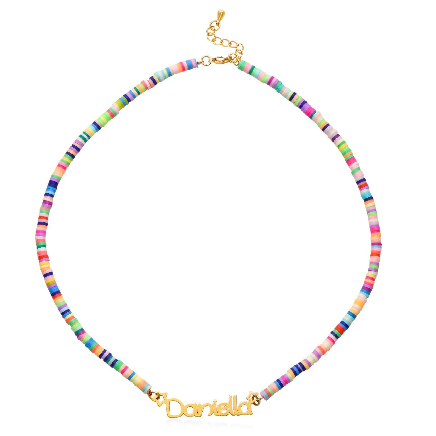 Regnbue halskæde til piger med navn - forgyldt-2 produkt billede