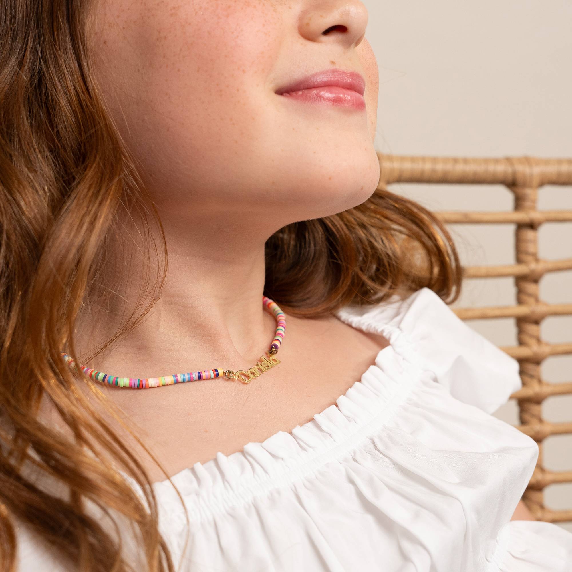 Collar de Cordón con Nombre para Niñas Chapado en Oro 18K-3 foto de producto
