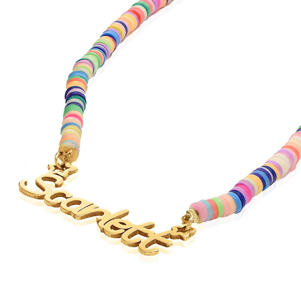 Magische regenboog meisjesnaamketting in goud vermeil-4 Productfoto