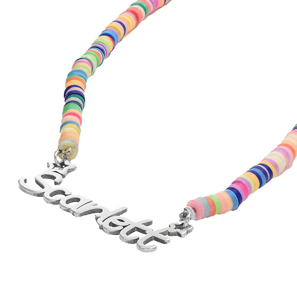 Regnbue halskæde til piger med navn i Sterlingsølv-7 produkt billede