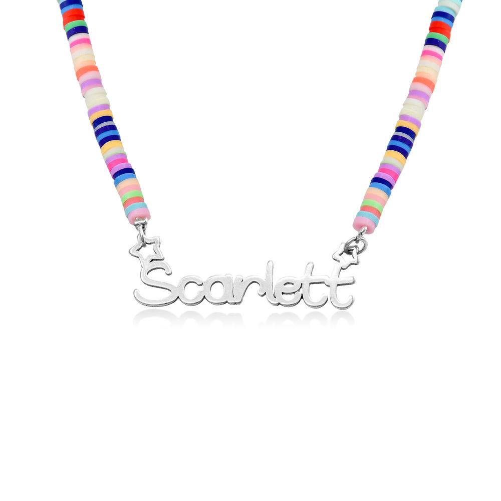 Magische Regenboogkralen Naamketting voor Meisjes in Zilver