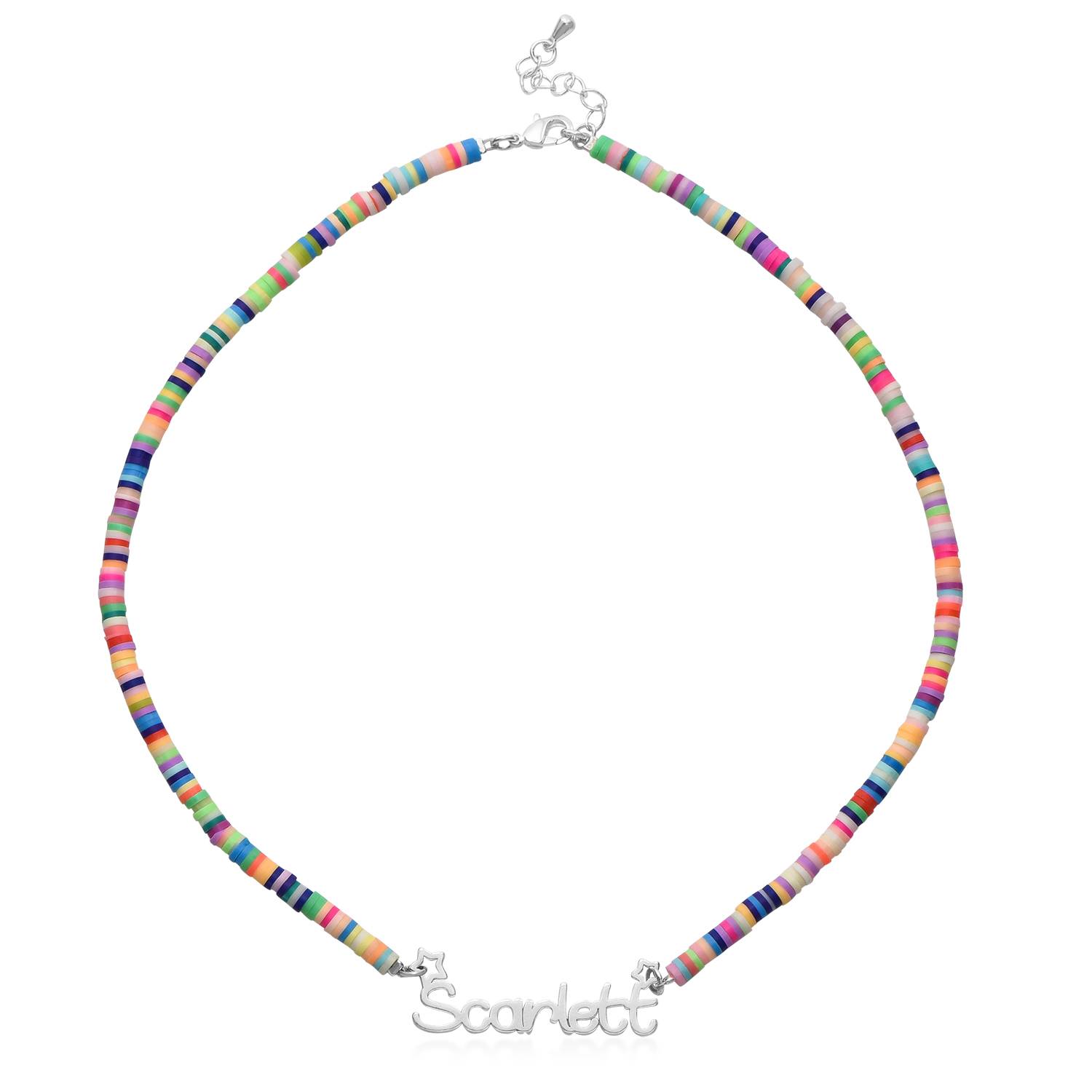 Regnbue halskæde til piger med navn i sølv-6 produkt billede