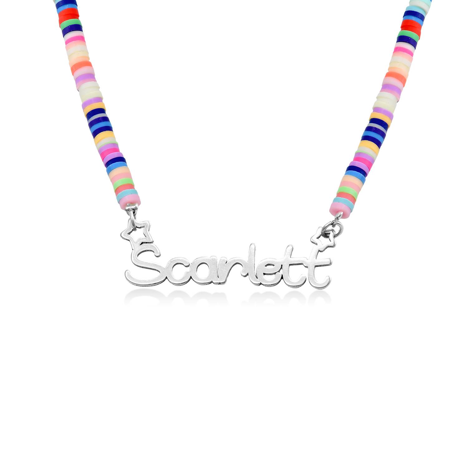 Regnbue halskæde til piger med navn i sølv-1 produkt billede