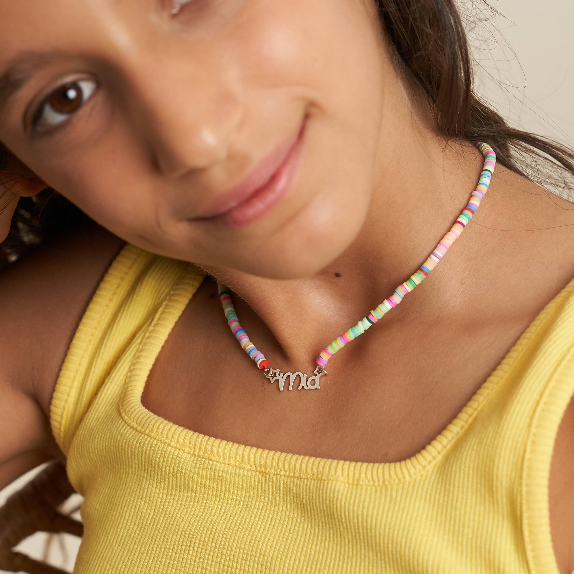 Collar de Cordón con Nombre para Niñas en Plata de Ley-2 foto de producto