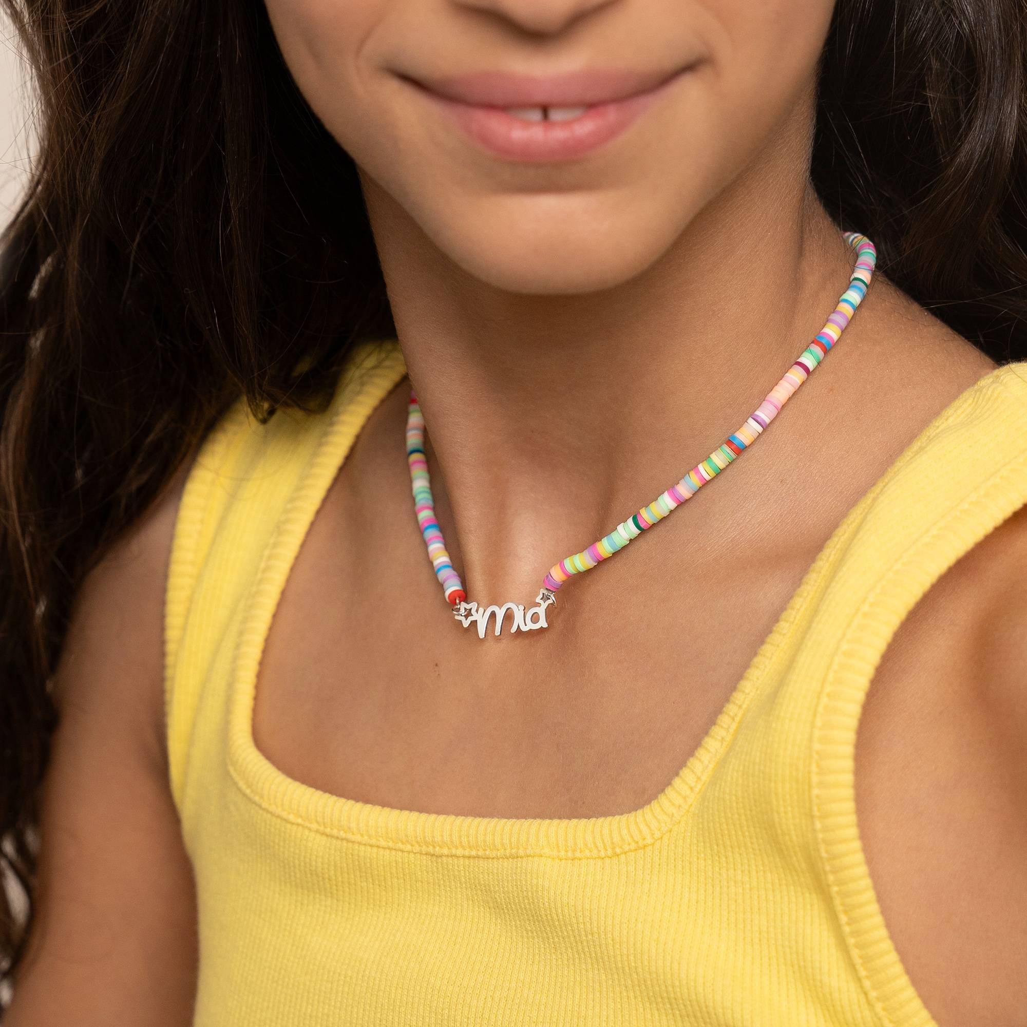 Regnbue halskæde til piger med navn i sølv-4 produkt billede