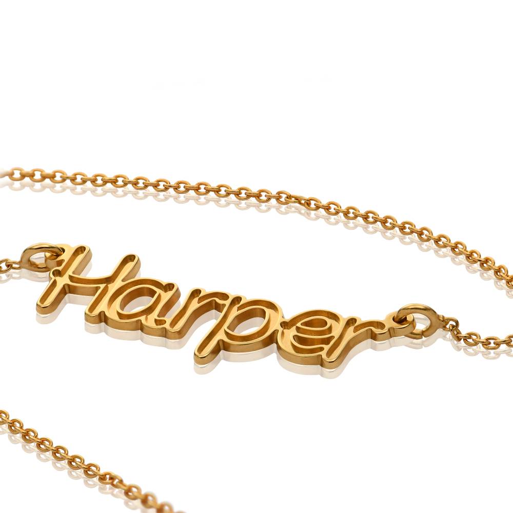 Riley Embossed Name Necklace in 18ct Gold Plating-6 product photo
