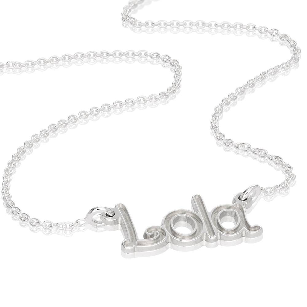 Riley Embossed Name Necklace in Sterling Silver-1 product photo