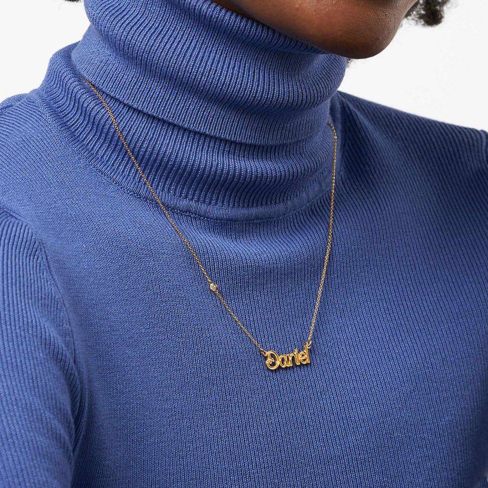 Riley Embossed Name Necklace with Diamond in 18ct Gold Plating-5 product photo