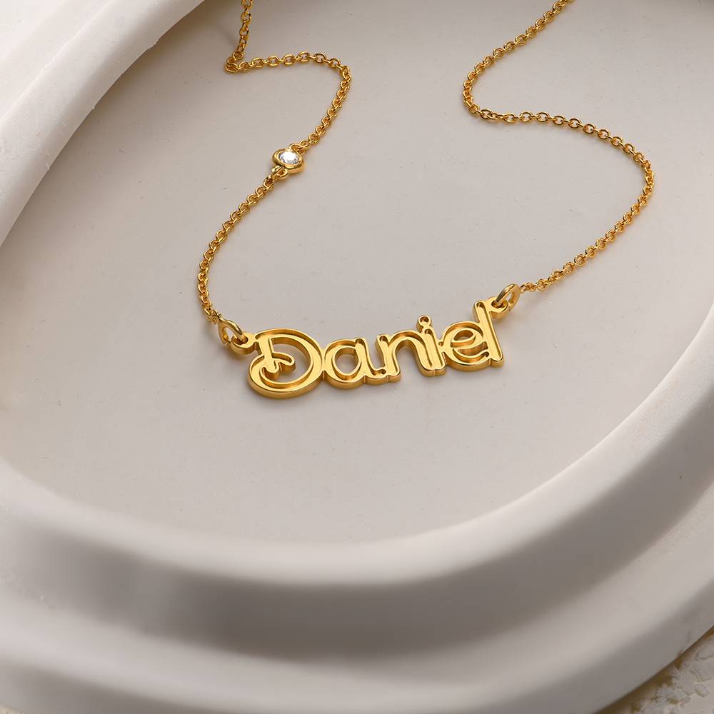 Riley Embossed Name Necklace with Diamond in 18ct Gold Plating-3 product photo