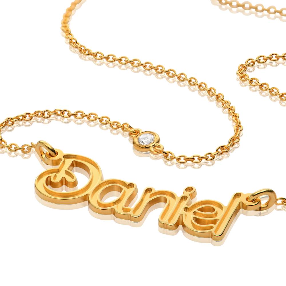 Riley Embossed Name Necklace with Diamond in 18ct Gold Plating-1 product photo