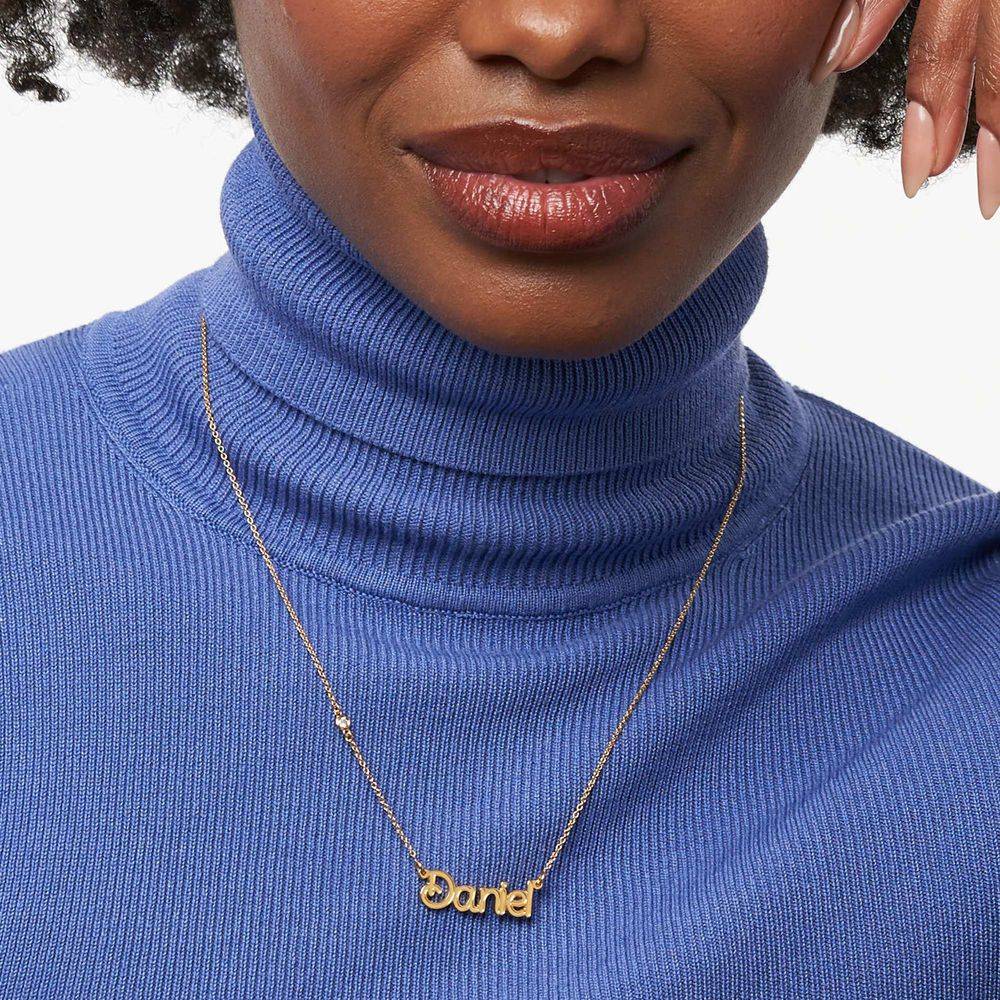 Riley Embossed Name Necklace with Diamond in 18ct Gold Plating-3 product photo
