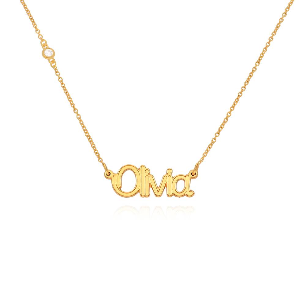 Riley Embossed Name Necklace with Diamond in 18ct Gold Vermeil-4 product photo