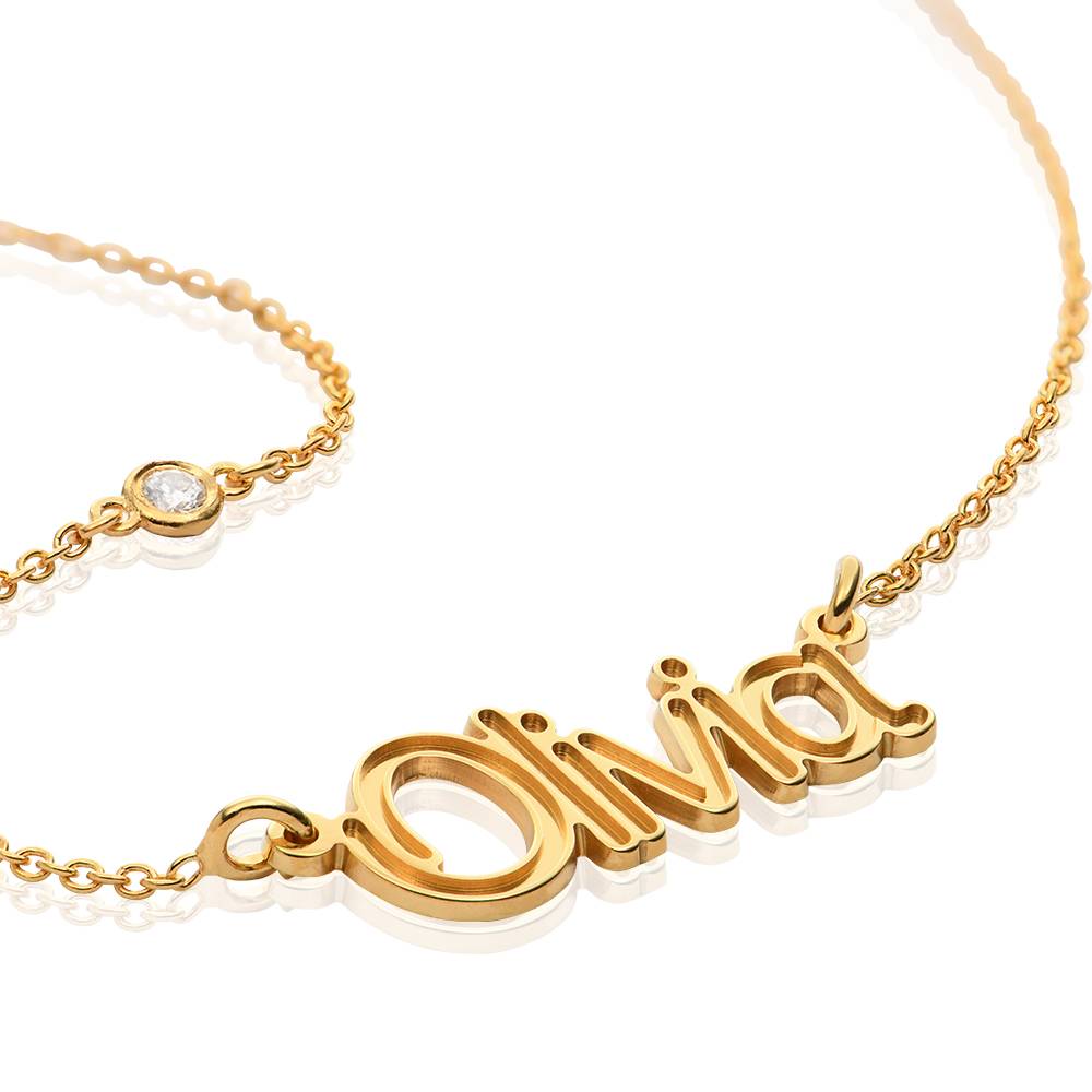 Riley halskæde med præget navn og diamant i 18K guld vermeil-3 produkt billede