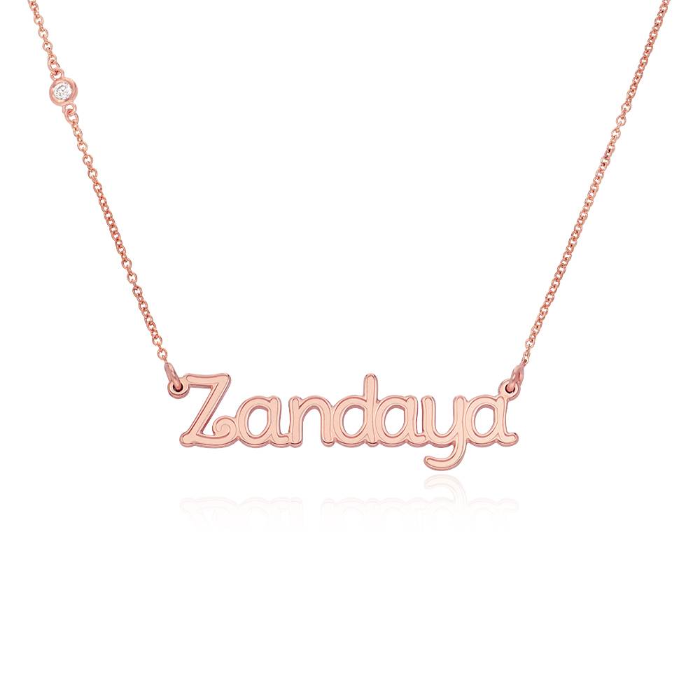 Riley Embossed Name Necklace with Diamond in 18ct Rose Gold Plating-2 product photo