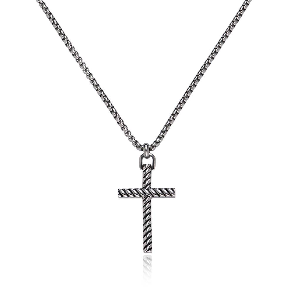 Adam's Semi-Precious Rope Cross Necklace for Men in Stainless Steel-6 product photo