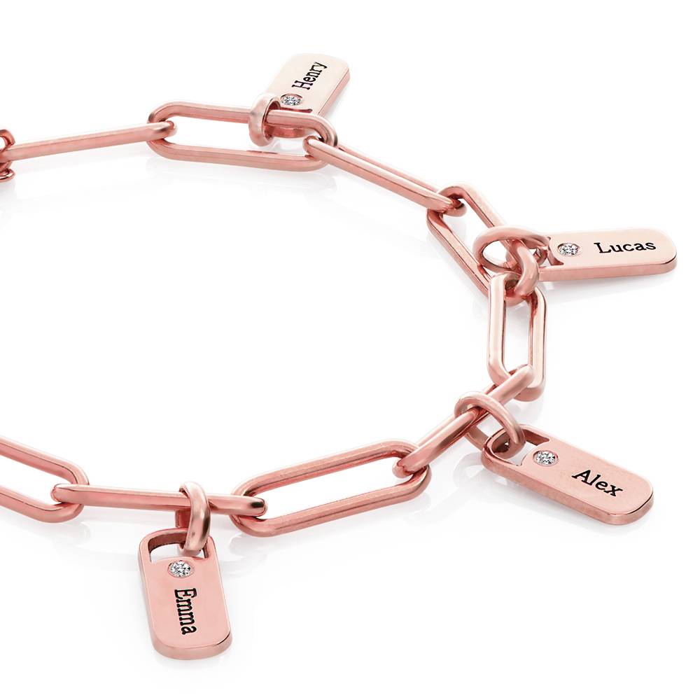 Rory Gliederarmband mit personalisierten Diamant Tag-Charms - 750er rosévergoldetes Silber-5 Produktfoto