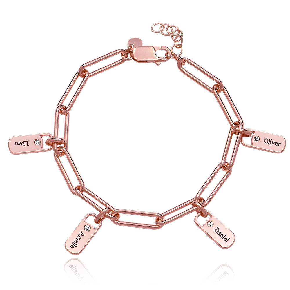 Rory Schakelarmband met Gepersonaliseerde Bedels en Diamanten in Rosé Verguld