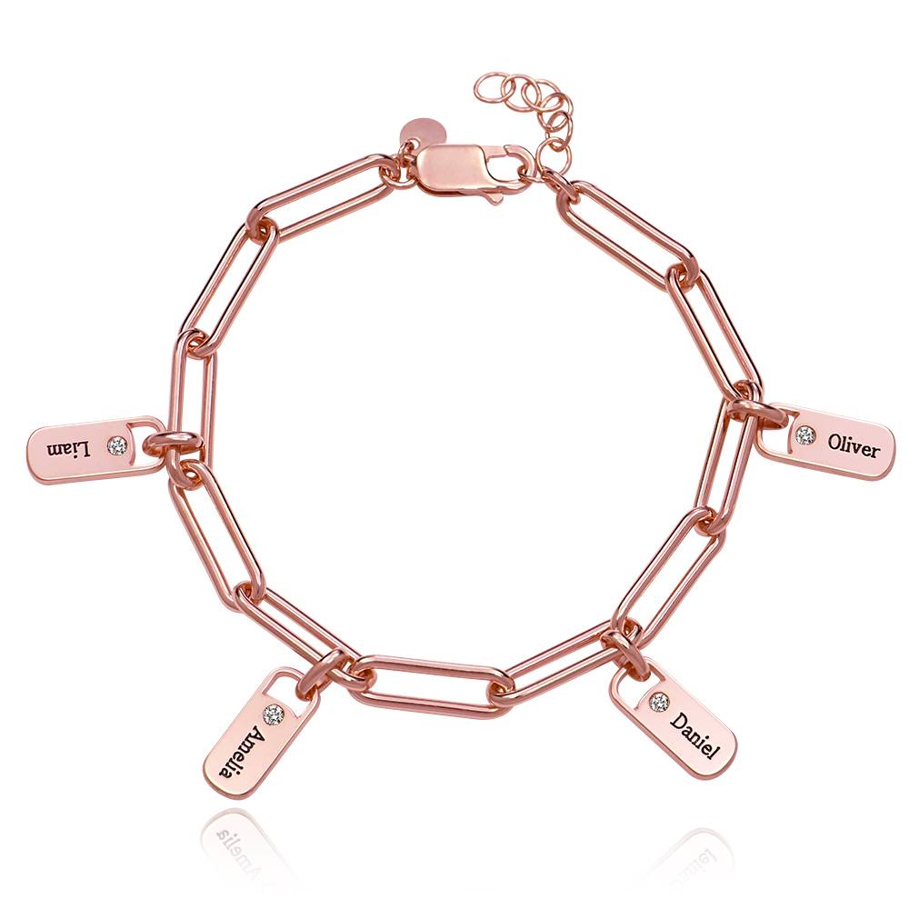 Rory schakelarmband met gepersonaliseerde diamant tags in 18K rosé goud-3 Productfoto