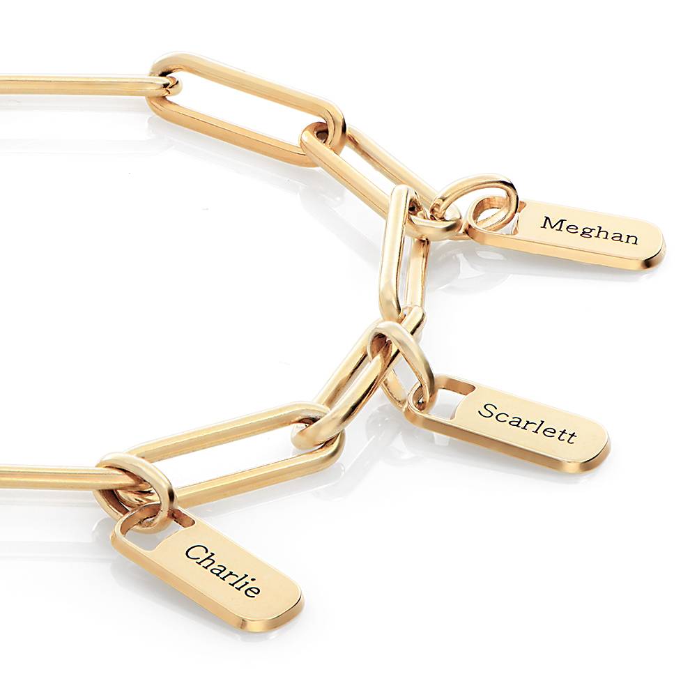 Pulsera de eslabones de cadena con encantos personalizados en oro 14k-2 foto de producto