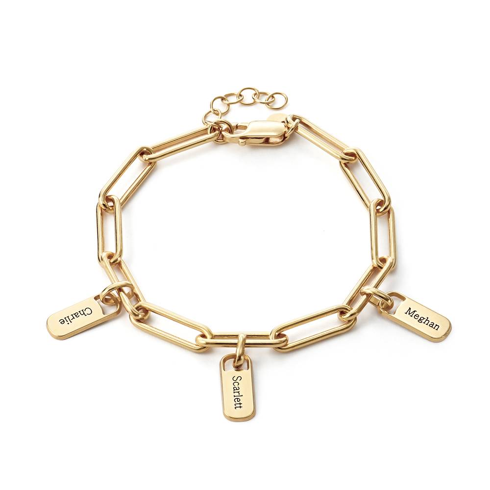 Rory Link armbånd med graverede charms i 14k guld-1 produkt billede