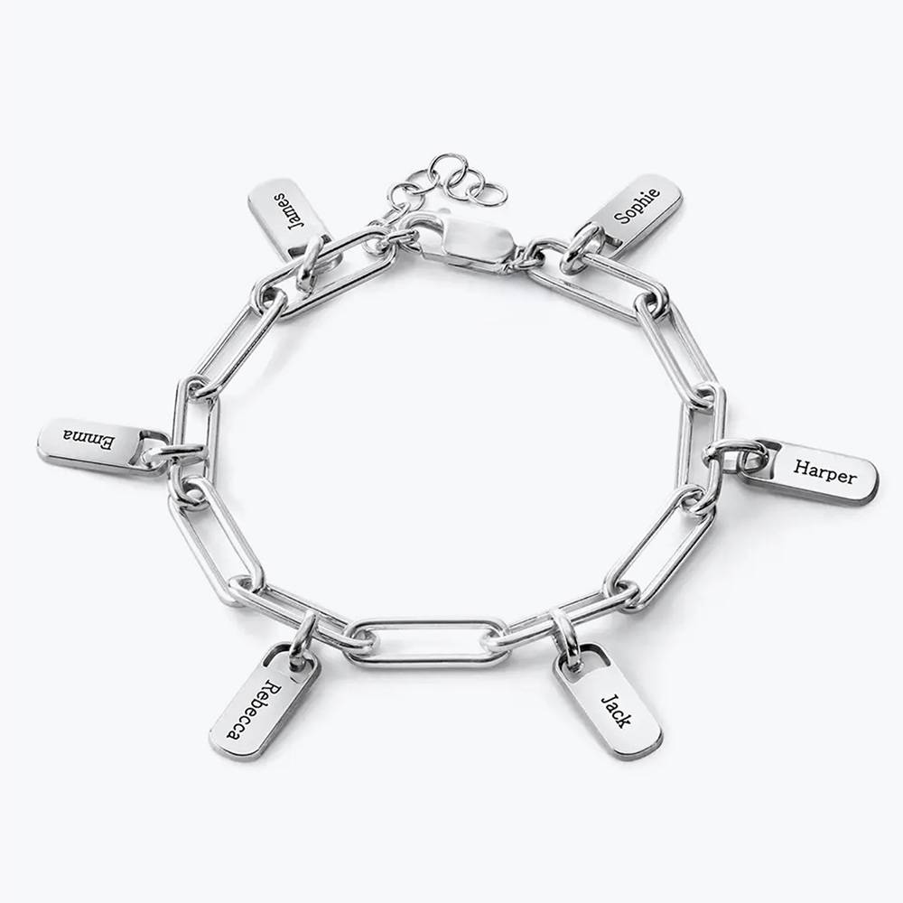 Rory Link Armbånd med Indgraverede Charms i Sølv-5 produkt billede