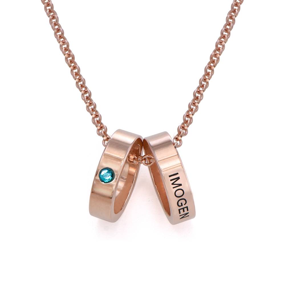 Mother Ring Necklace with Engraving in 18ct Rose Gold Plating product photo