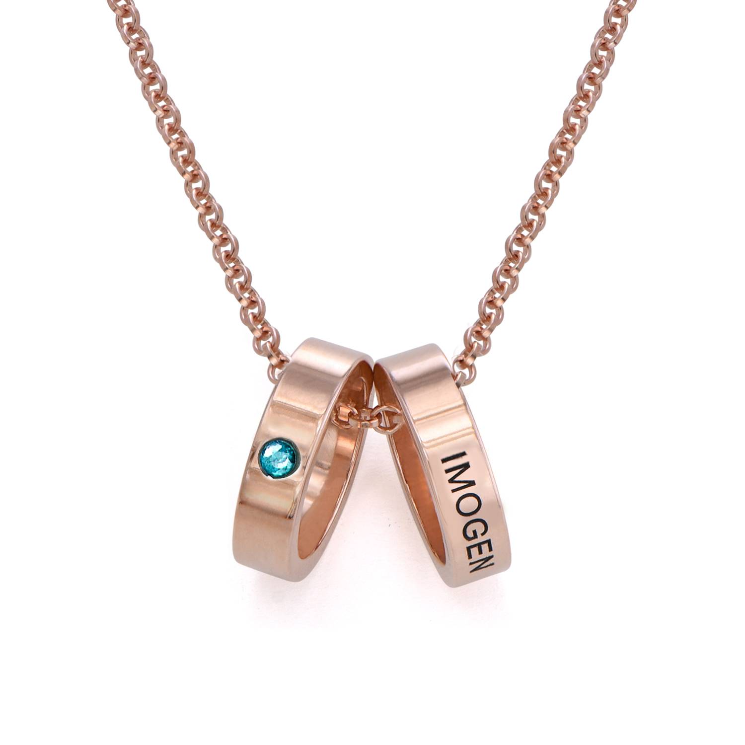Mother Ring Necklace with Engraving in 18ct Rose Gold Plating-3 product photo