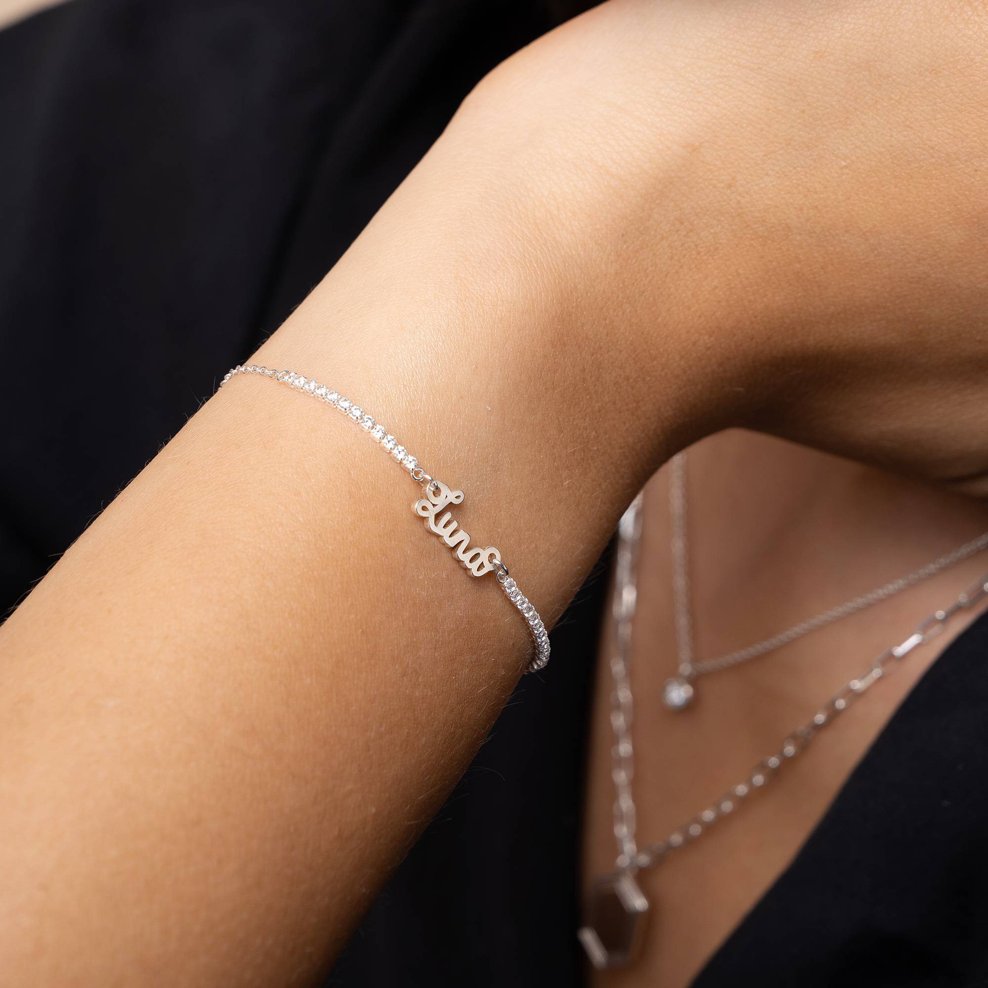 Rosie Name Tennis Bracelet in Sterling Silver-3 product photo