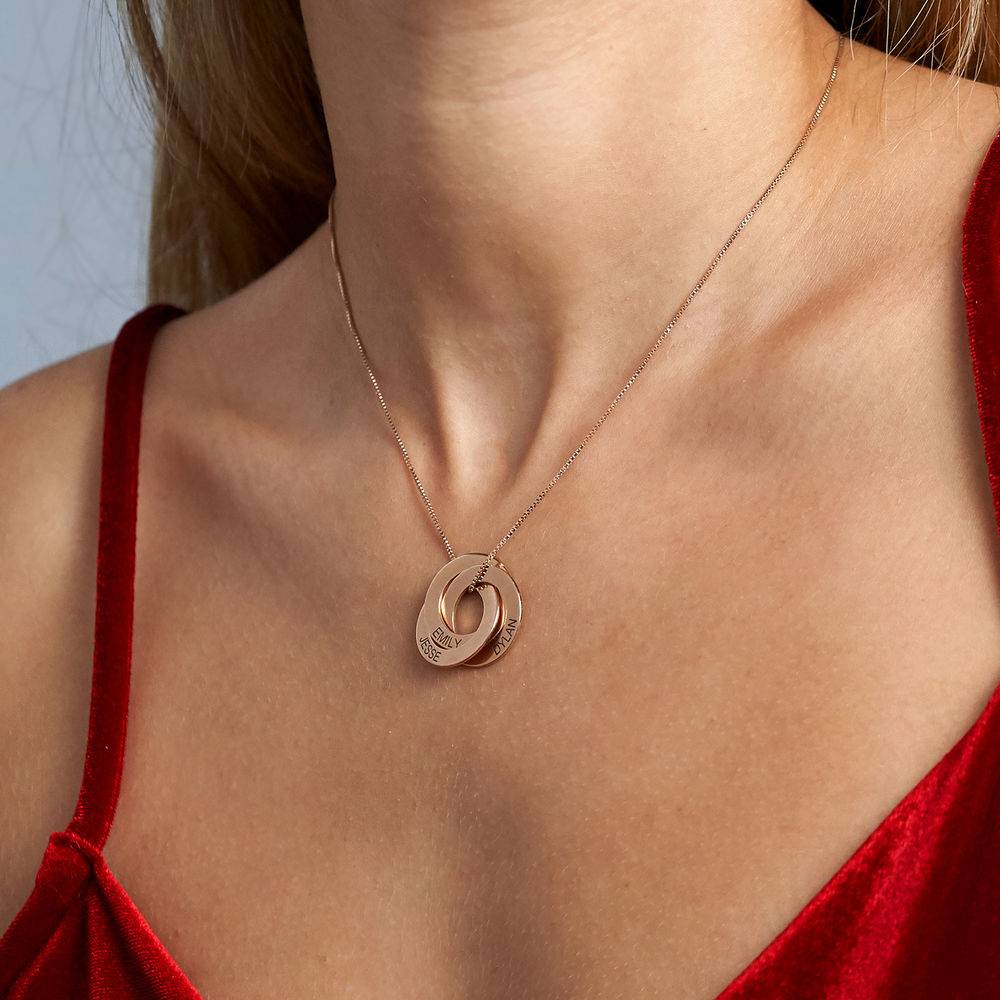 Russisk ring-halskæde med indgravering i rose guld vermeil-3 produkt billede