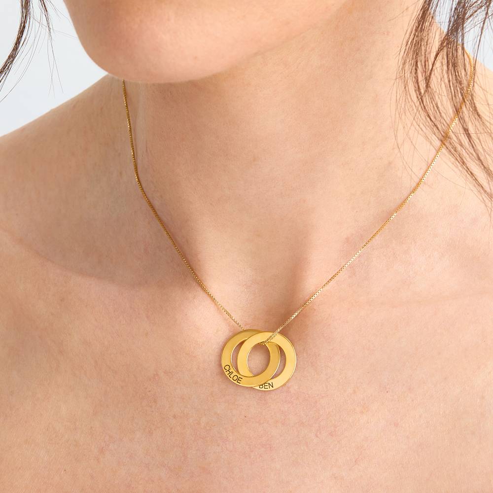 Collar de Anillo Ruso con 2 Anillos en Chapa de Oro 18K-1 foto de producto