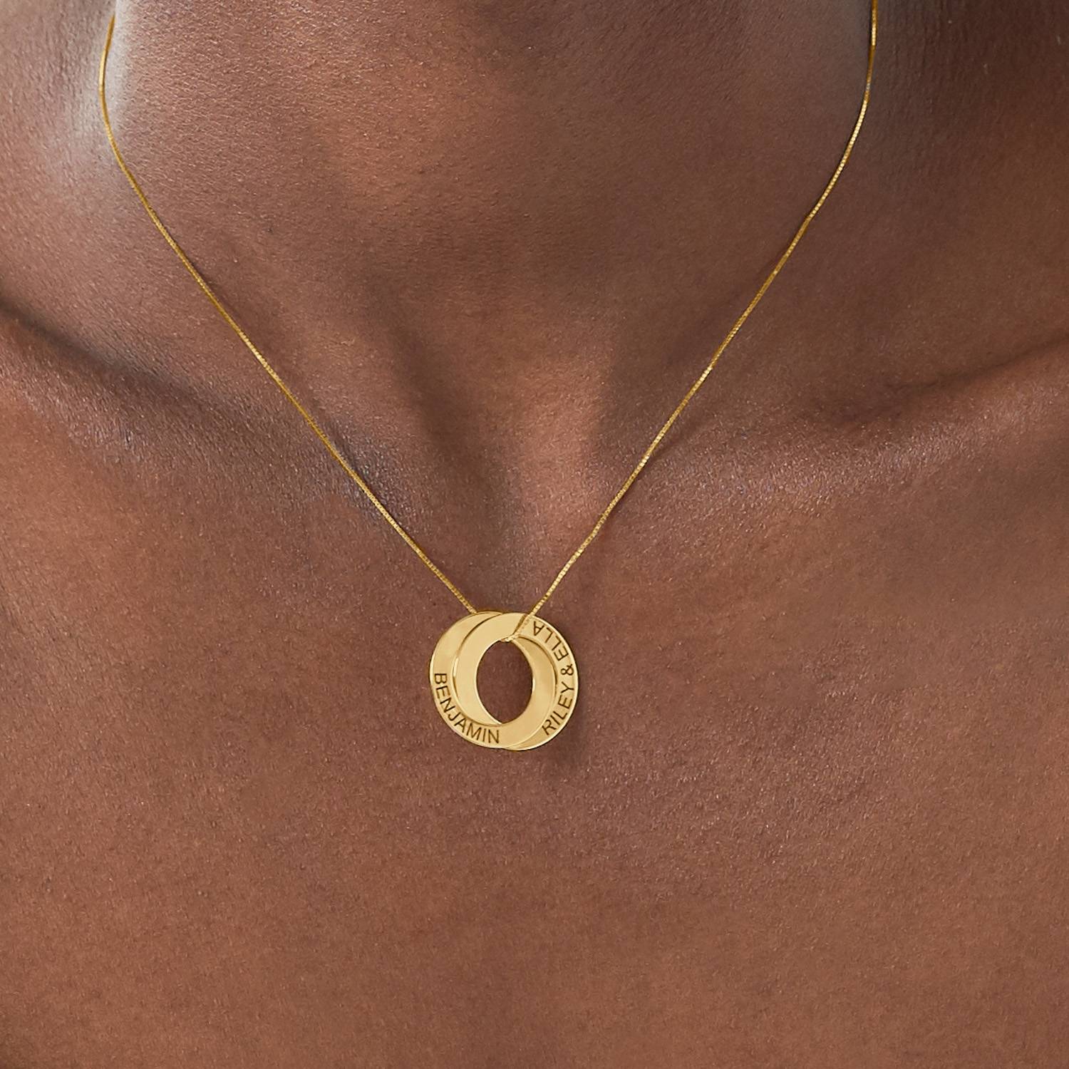 Russian Ring Necklace with 2 Rings in 10ct Yellow Gold-3 product photo